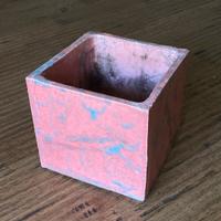 Sotto vaso quadrato cermica raku colore rosa
