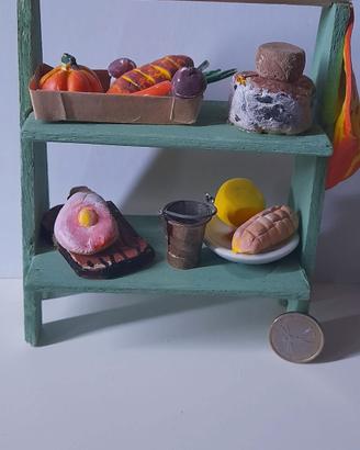 Diorama miniatura bancarella alimentari 
