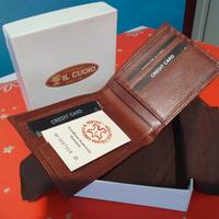 Portafoglio in vera pelle da uomo marrone