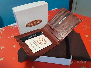 Portafoglio in vera pelle da uomo marrone