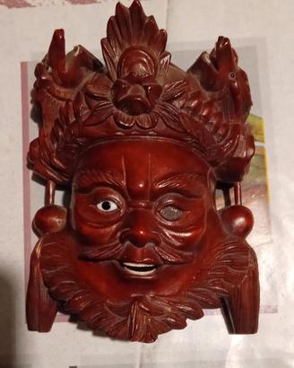 Maschera in legno imperatore/ guerriero cinese 