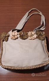 BORSA TESSUTO E VIMINI