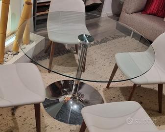 Tavolo rotondo , piano vetro 120 cm