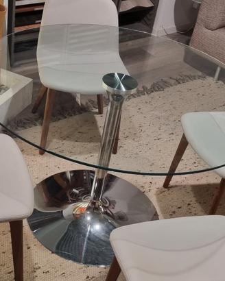 Tavolo rotondo , piano vetro 120 cm