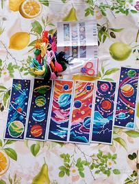 Kit punto croce segnalibri spazio pianeti 