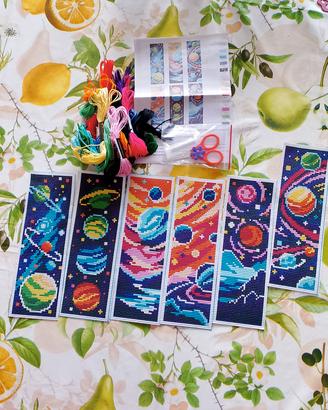 Kit punto croce segnalibri spazio pianeti 