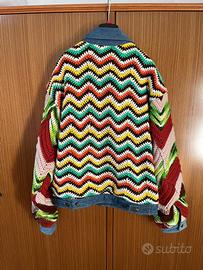 giacca-camicia ibrida in crochet fatto a mano