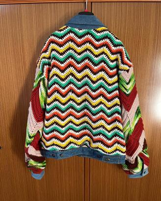 giacca-camicia ibrida in crochet fatto a mano