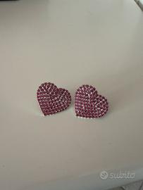 Orecchini cuore Swarowski rosa