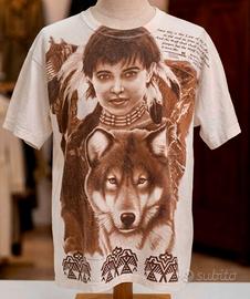 T-shirt Nativi USA Stampa Lupo Citazione Kipling L