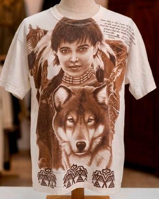 T-shirt Nativi USA Stampa Lupo Citazione Kipling L