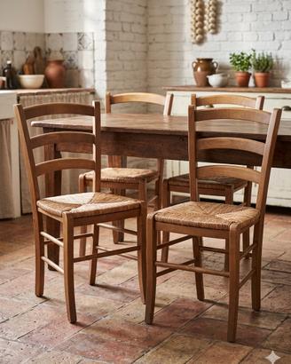 Set 4 sedie IKEA in legno e paglia