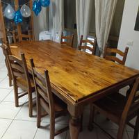 Tavolo da taverna in legno + 8 sedie