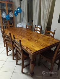 Tavolo da taverna in legno + 8 sedie