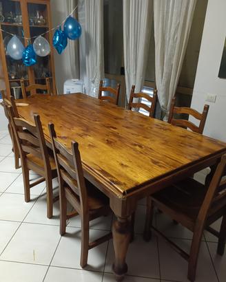 Tavolo da taverna in legno + 8 sedie