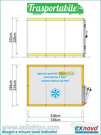 cella frigo TN o BT pre-montata 244X338cm