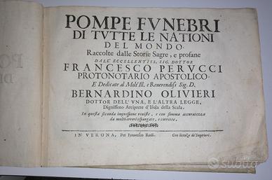 LIBRO ANTICO Pompe funebri di tutte le nationi