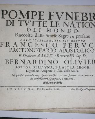 LIBRO ANTICO Pompe funebri di tutte le nationi