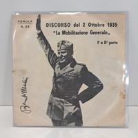 Disco vinile Benito Mussolini 45 giri- 2/10/1935