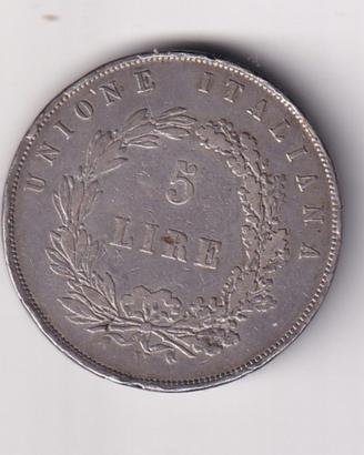 italia stati-5 lire 1848-venezia-governo provvisor