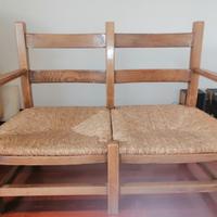 Divano in legno impagliato 