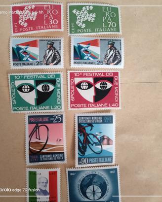 10 francobolli italiani nuovi del 1967