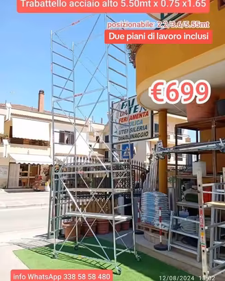 Trabattello acciaio alto 5.50 piano incluso