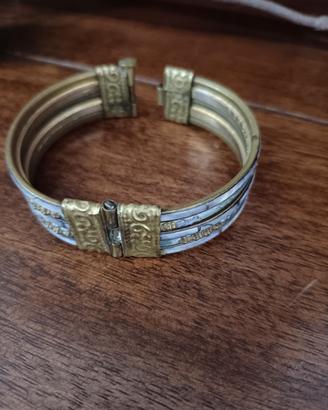 Bracciale in madreperla e ottone inciso 