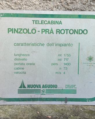 Targa Agudio Telecabina Cabinovia PINZOLO 