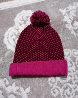 Berretto Benetton cuori e pompon