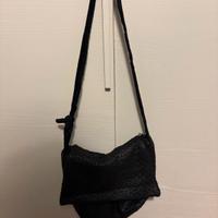 borsa postina in lana spalmata nera 