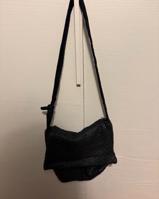 borsa postina in lana spalmata nera 