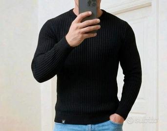Maglione Armani Exchenge blu navy monochrome uomo.