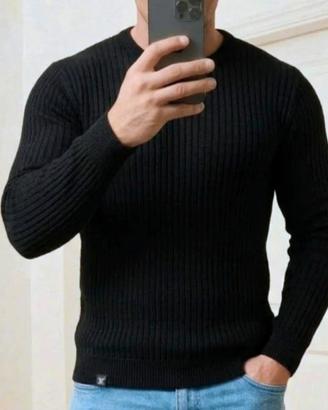 Maglione Armani Exchenge blu navy monochrome uomo.