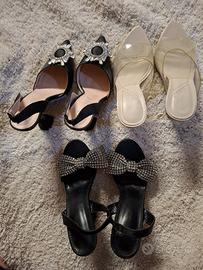 Lotto 3 paia scarpe eleganti con tacco