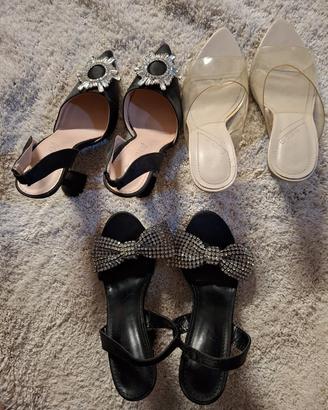 Lotto 3 paia scarpe eleganti con tacco