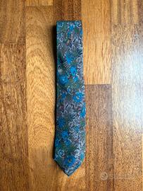 Cravatta Fendi vintage 100% seta floreale blu