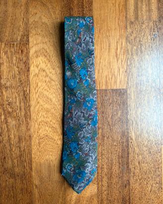 Cravatta Fendi vintage 100% seta floreale blu