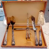 Set posate in argento 800 e corno vintage