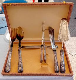 Set posate in argento 800 e corno vintage