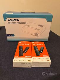Proiettore HD + 2 chiavette Android TV Full HD.