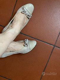 Ballerine in pelle e tessuto