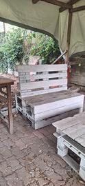 set salottino giardino in pallet / bancali  bianco