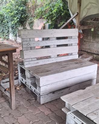 set salottino giardino in pallet / bancali  bianco