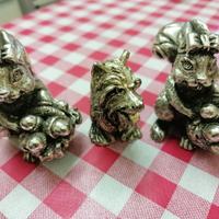 Set 3 animali in resina argentata