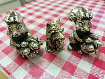 Set 3 animali in resina argentata