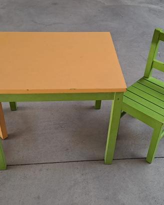 Tavolino e sedie legno per bambini 3-6 anni