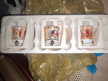 6 Tazzine più piattini stile antico 