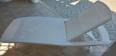 Lettino da giardino in Polyrattan bianco