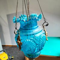 LAMPADA CIMITERIALE in vetro di colore blu VINTAGE